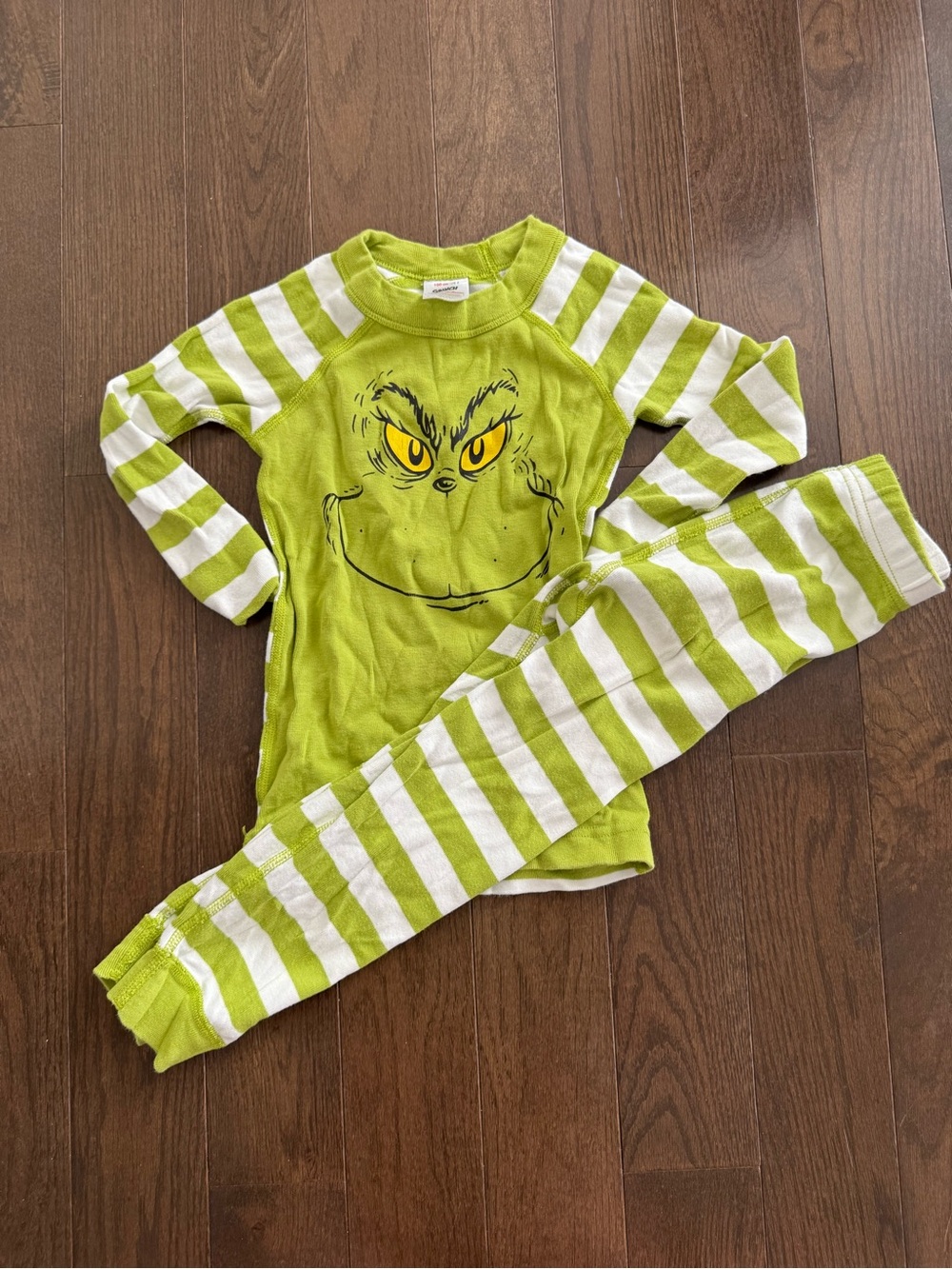 Kids Green Grinch Face Pajama Set - Long Sleeve & Pants